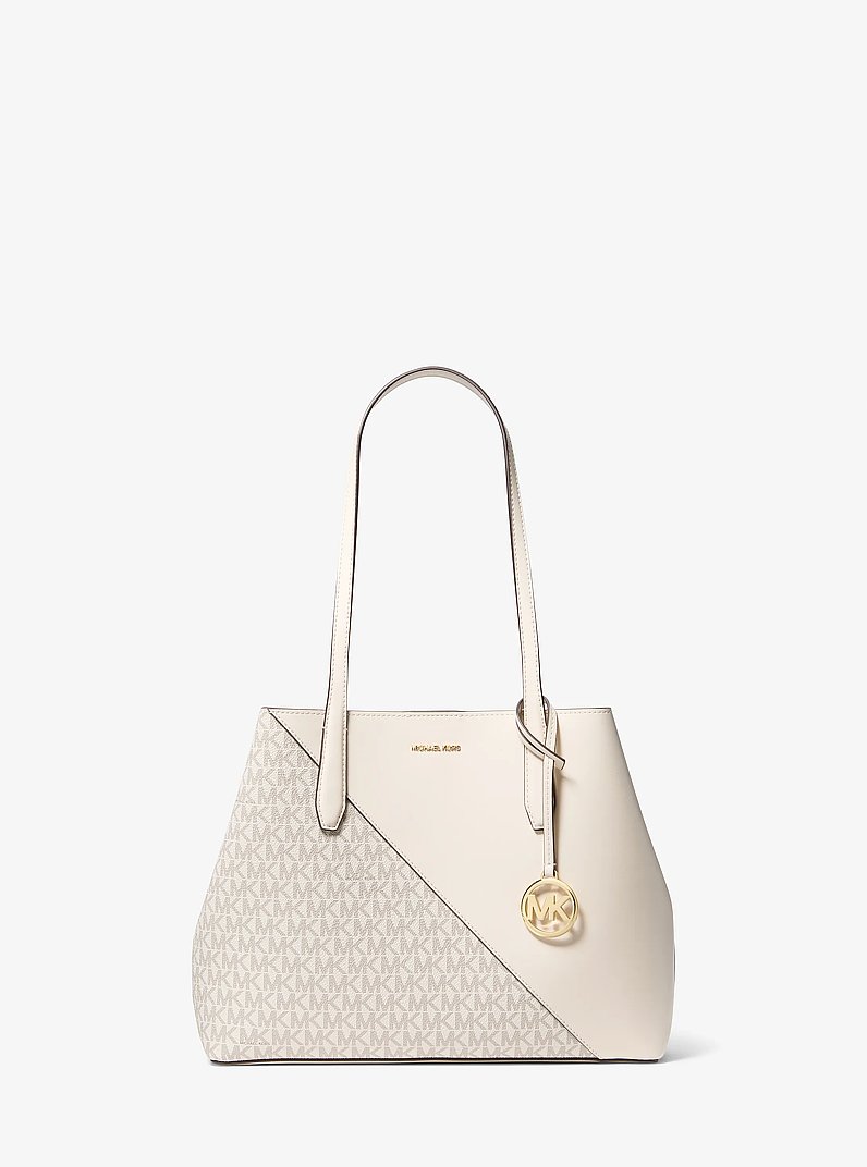 Avalon Medium Smooth and Signature Logo Tote Bag in CR&Egrave;ME MULTI L&Eacute;GER | Michael Kors