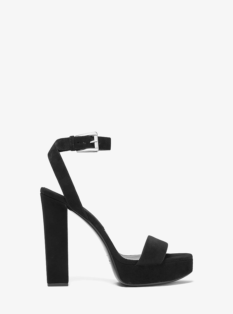 Anabelle Suede Platform Sandal in BLACK | Michael Kors