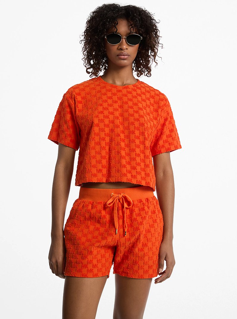 Oversized Logo Jacquard Terry Shirt in RED CLAY | Michael Kors