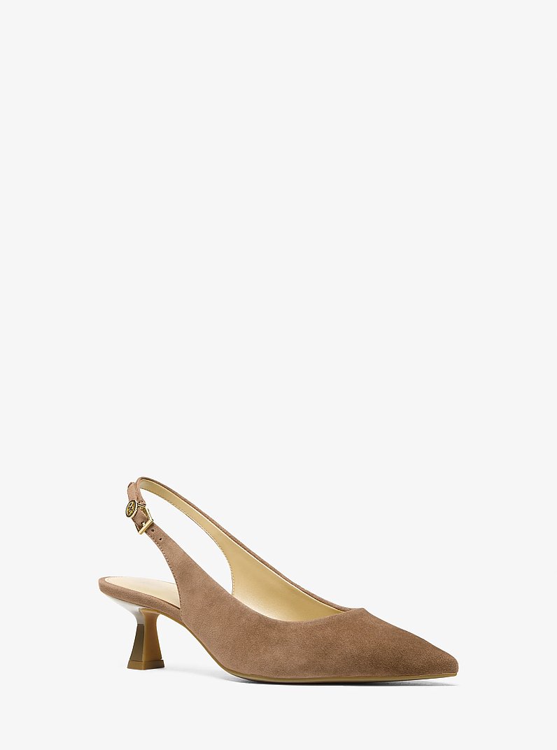 Zapato de sal&oacute;n Amali de gamuza con tal&oacute;n descubierto in MADERA FLOTANTE | Michael Kors
