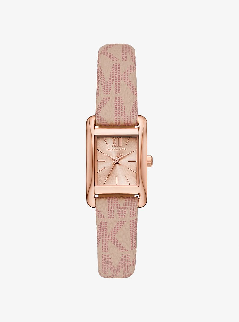 Petite Monroe Rose Gold-Tone and Logo Strap Watch in ROSE GOLD | Michael Kors