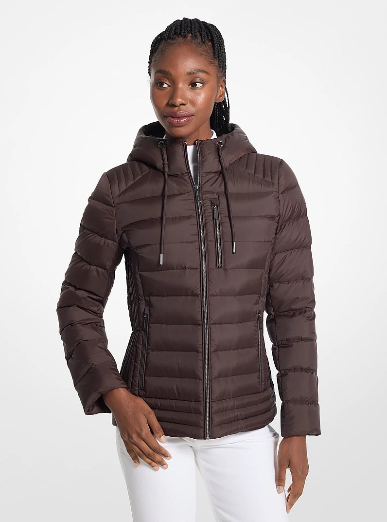 Hooded Puffer Jacket in CHOCOLATE | Michael Kors