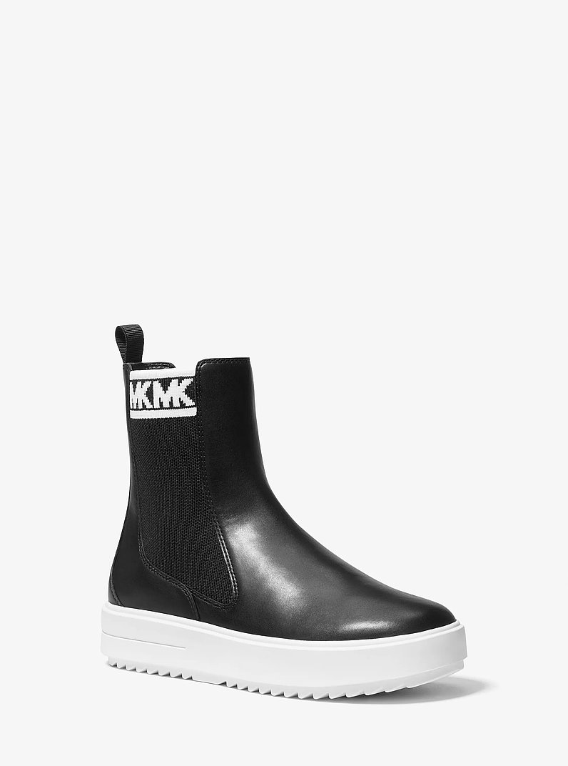 Bot&iacute;n Emmett de punto el&aacute;stico y piel