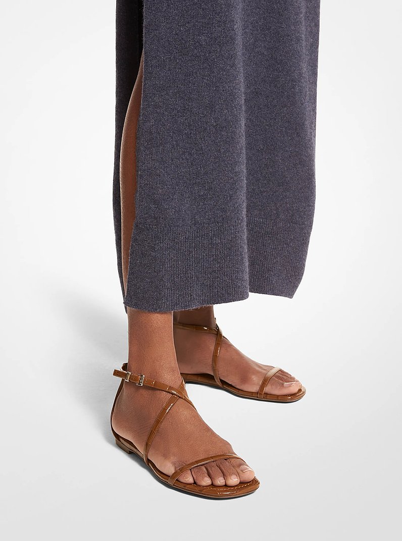 Polly Crocodile Embossed Leather Sandal