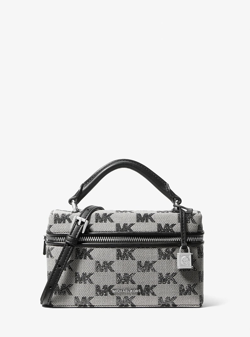 Borsa a tracolla Jana convertibile extra-small con logo jacquard in NERO | Michael Kors