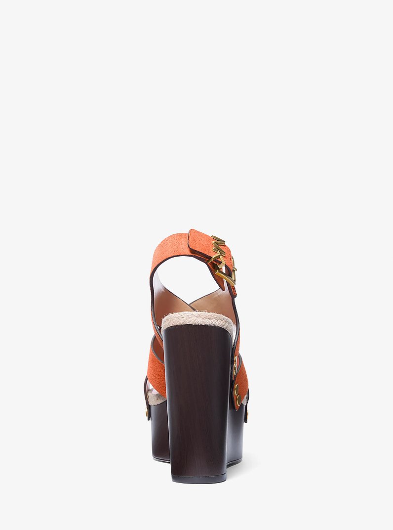 Raven Studded Suede Wedge Sandal in MIMOSA | Michael Kors
