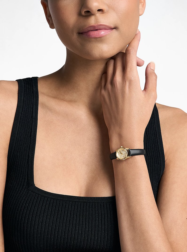 Micro montre Lexington en cuir in NOIR | Michael Kors
