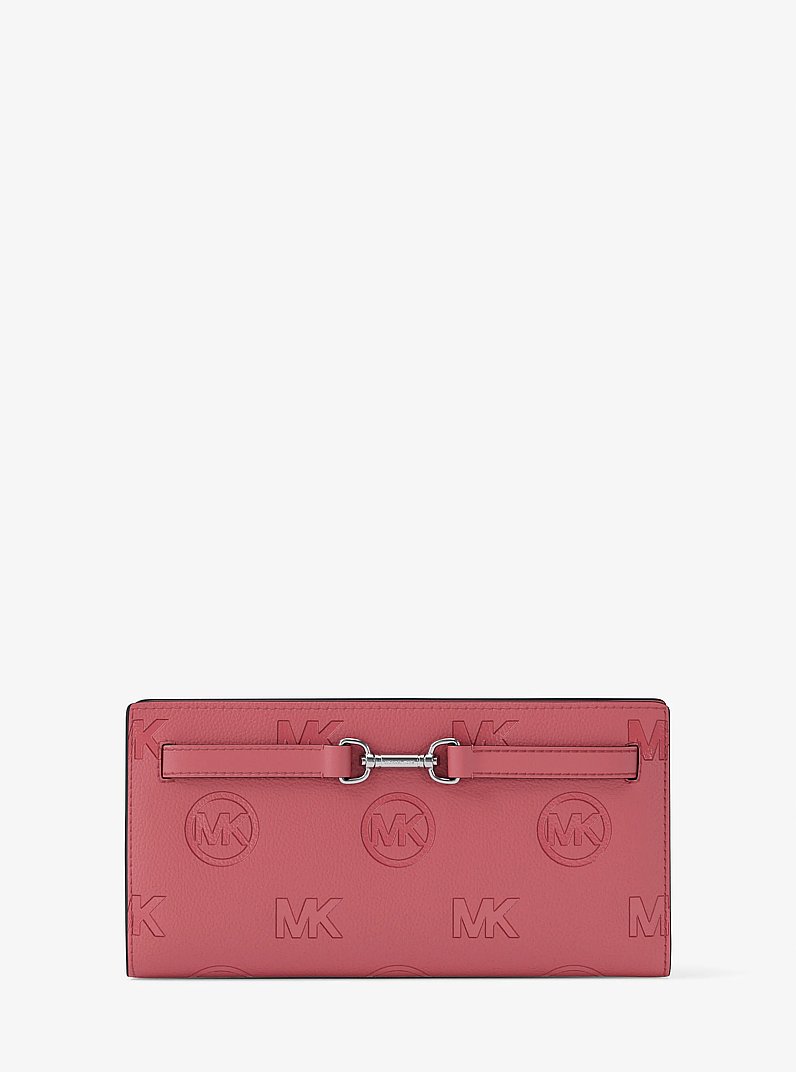 Grand portefeuille &agrave; bouton-pression Carson &agrave; logo grav&eacute; in HIBISCUS | Michael Kors