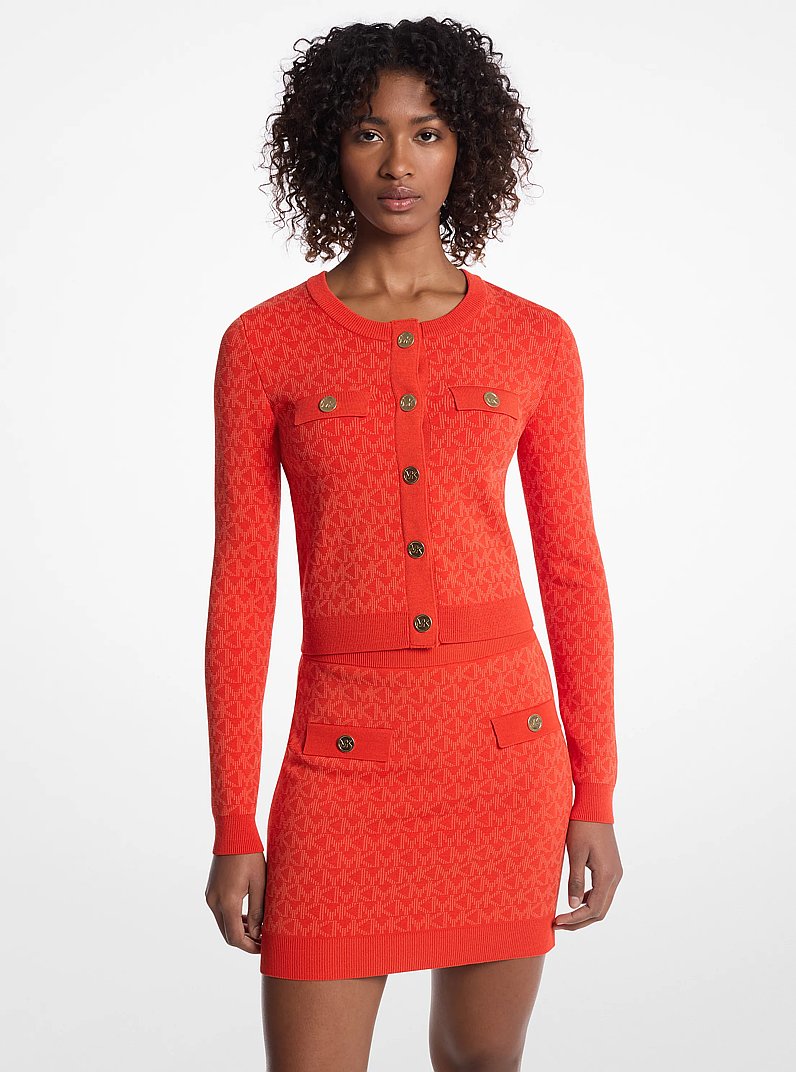 Veste courte en jacquard &agrave; logo in ARGILE ROUGE | Michael Kors