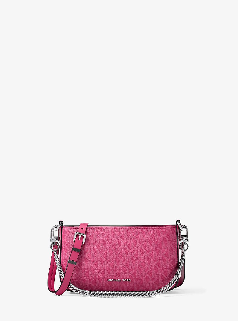 Wandelbare Pochette Bryant Small mit Signature-Logomuster in HIMBEERE | Michael Kors