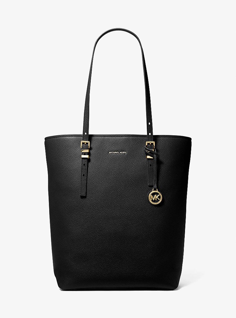 Quinn Large Pebbled Leather Tote Bag in BLACK | Michael Kors