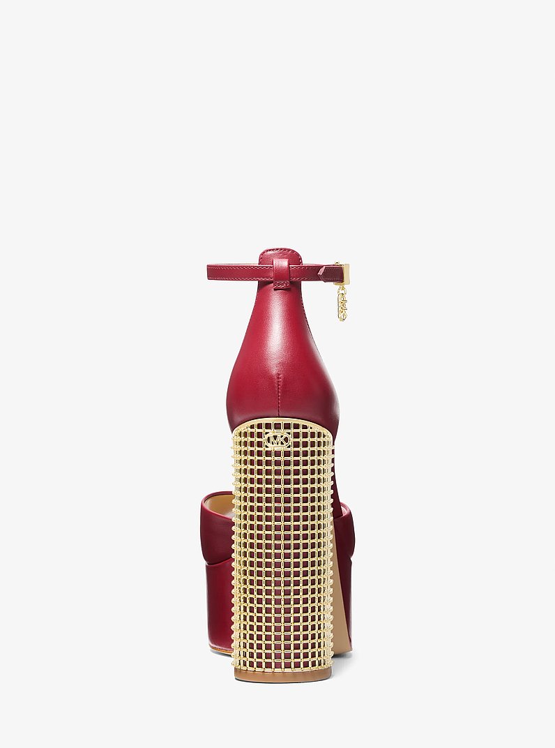 Maxine Leather Platform Sandal in DEEP RED | Michael Kors