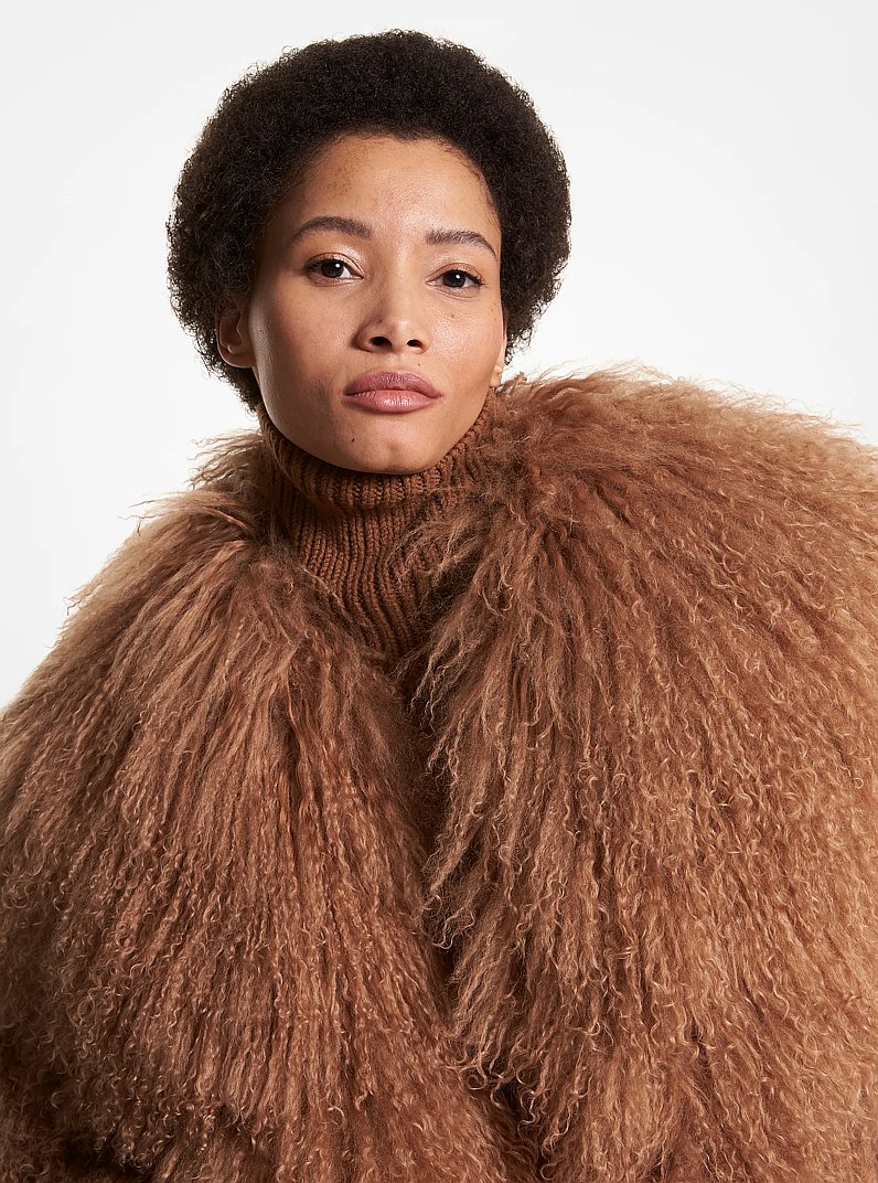 Mongolian Shearling Coat in CAMEL | Michael Kors