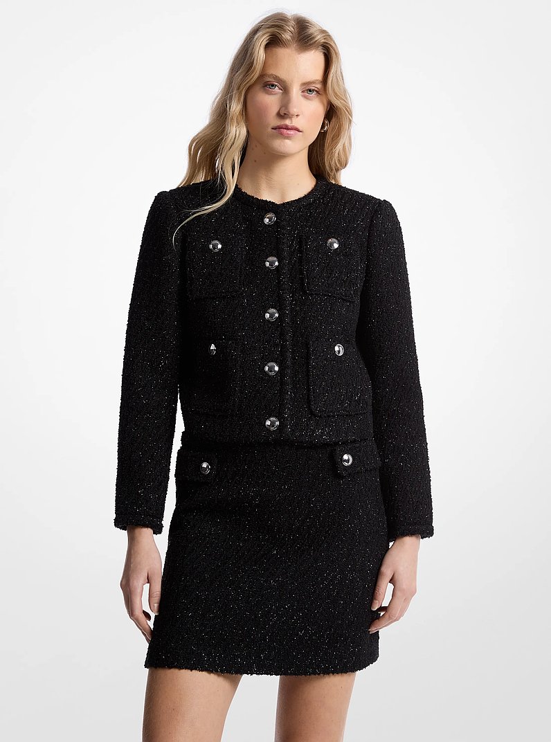 Metallic Tweed Jacket in BLACK | Michael Kors