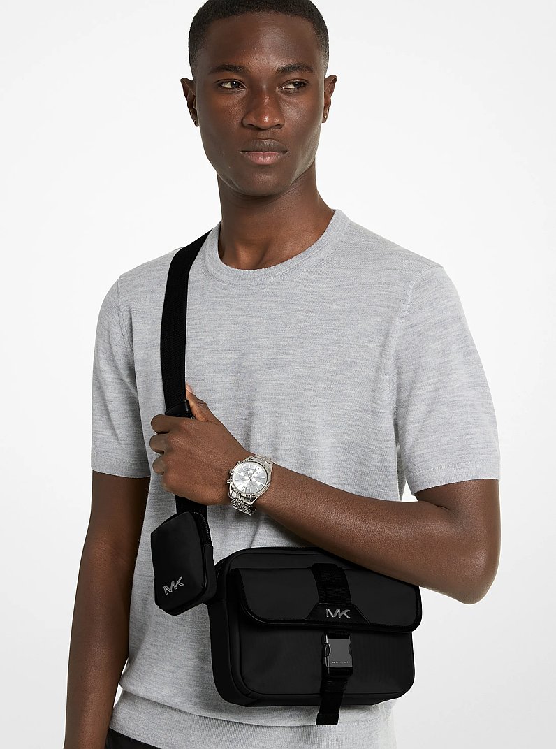 Brooklyn Recycled Nylon Utility Crossbody Bag in BLACK | Michael Kors