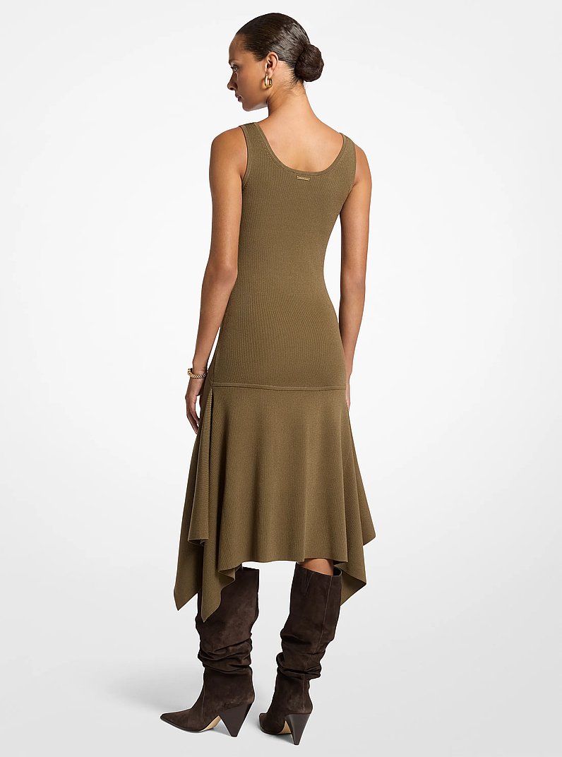 Stretch Knit Sleeveless Handkerchief Dress in DUFFLE | Michael Kors