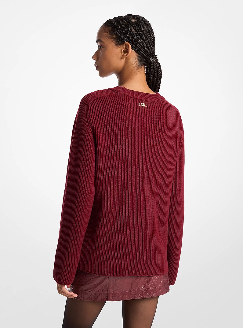 Gerippter Pullover aus Wolle in DUNKLES BRANDY | Michael Kors