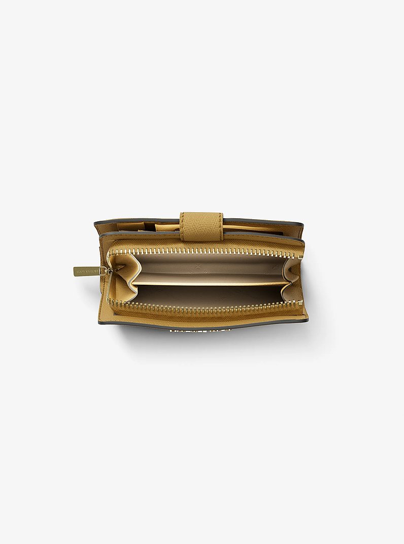 Medium Crossgrain Leather Wallet in HONEY | Michael Kors