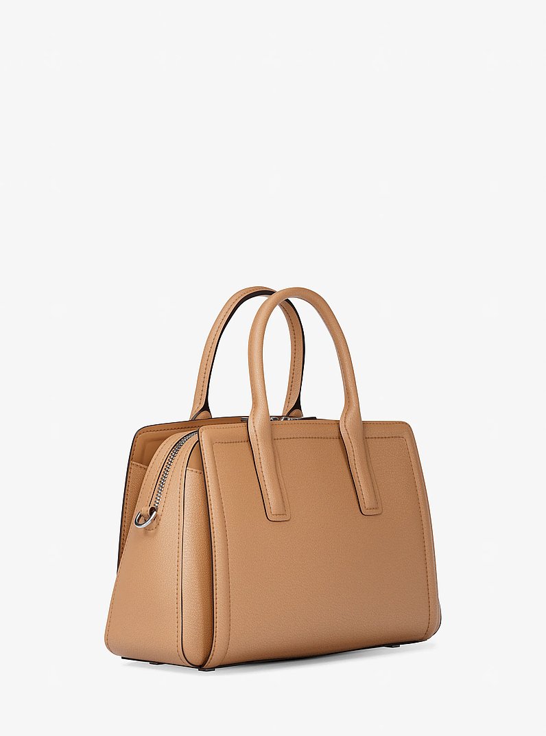 Laila Medium Leather Satchel in PEANUT | Michael Kors