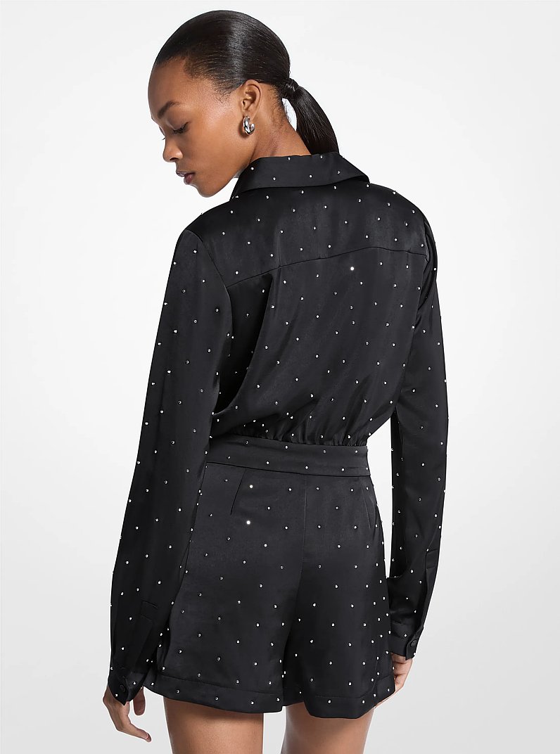 Playsuit aus Satin mit Nieten in SCHWARZ | Michael Kors