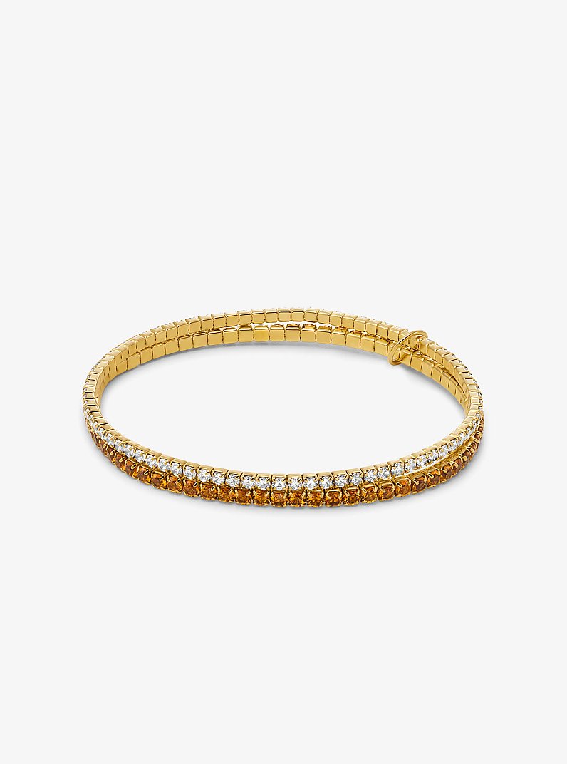 Precious Metal-Plated Brass Double Wrap Tennis Bracelet in GOLD | Michael Kors