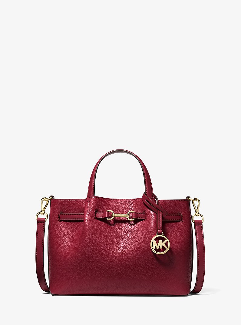 Carson Small Pebbled Leather Satchel in CHERRY | Michael Kors