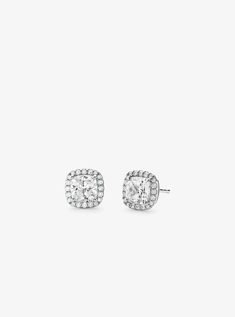 Precious Metal-Plated Sterling Silver Pav&eacute; Stud Earrings in SILVER | Michael Kors