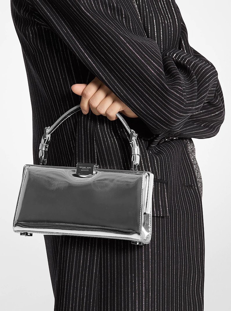 Gwyneth Specchio Leather Shoulder Bag in SILVER | Michael Kors