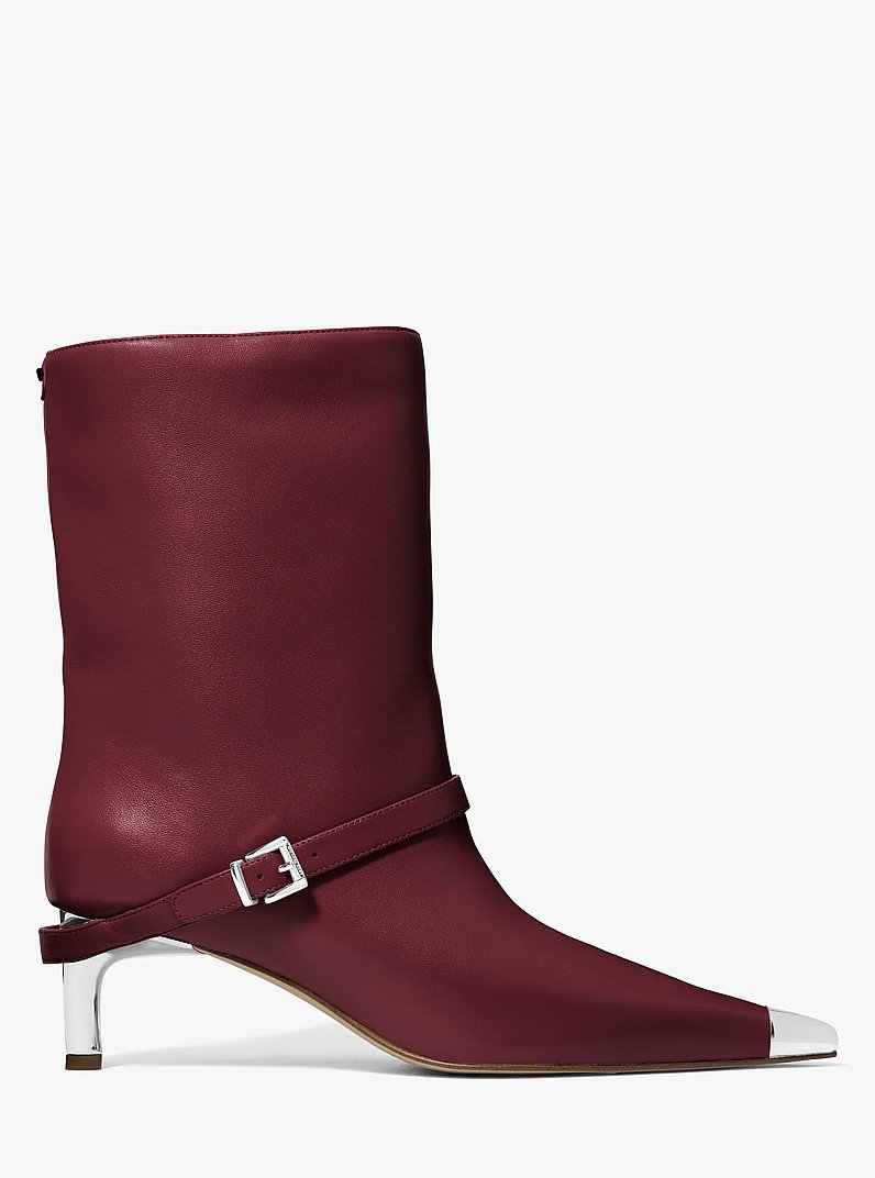 Kasia Leather Buckle Boot in OXBLOOD | Michael Kors