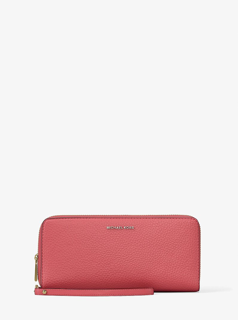 Cartera continental Jet Set Travel grande de piel granulada