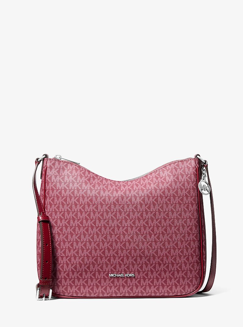 Nayla Medium Signature Logo Messenger Bag in BORDEAUX | Michael Kors