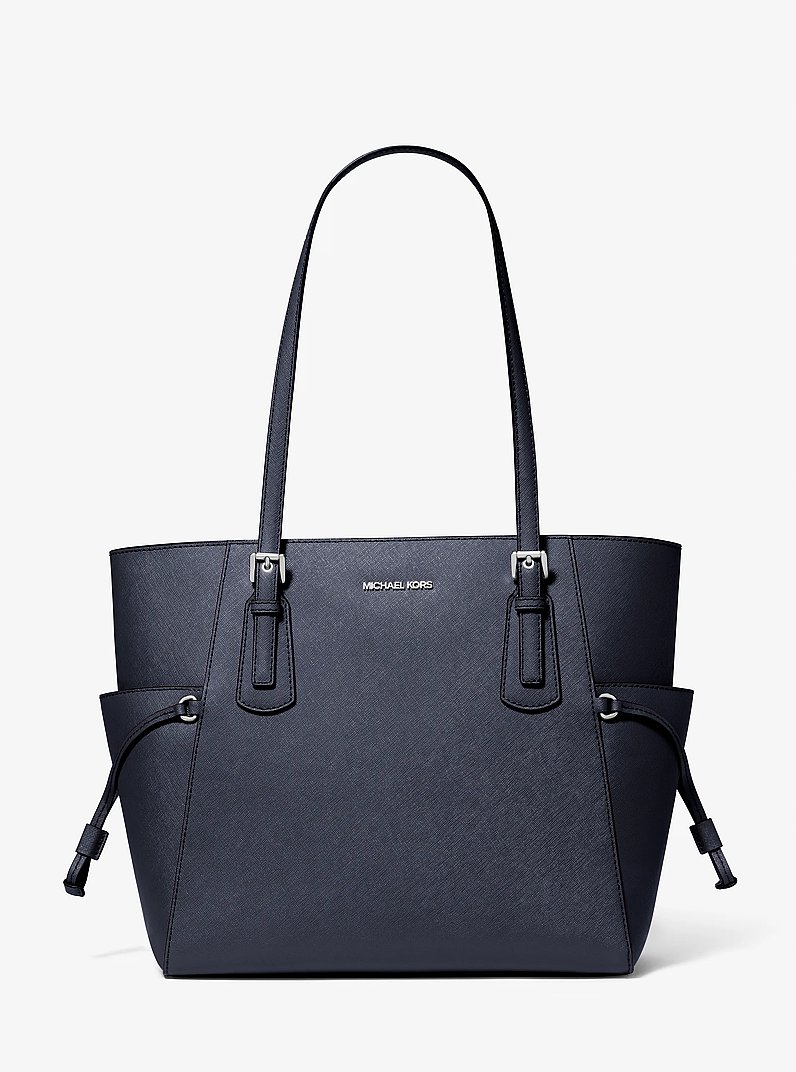 Voyager Large Saffiano Leather Tote Bag in NAVY | Michael Kors