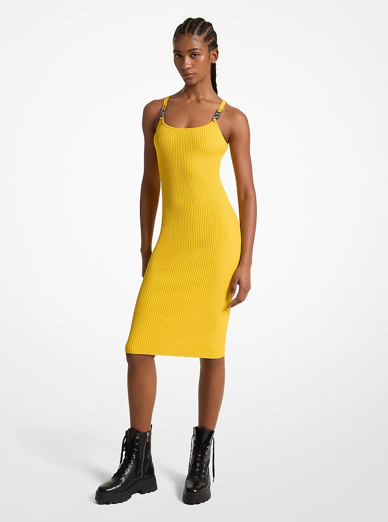Ribbed Stretch Knit Midi Tank Dress in BRIGHT DANDELION | Michael Kors