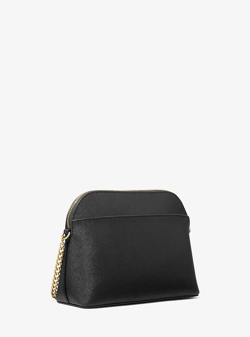 Cindy Large Leather Dome Crossbody Bag in BLACK | Michael Kors