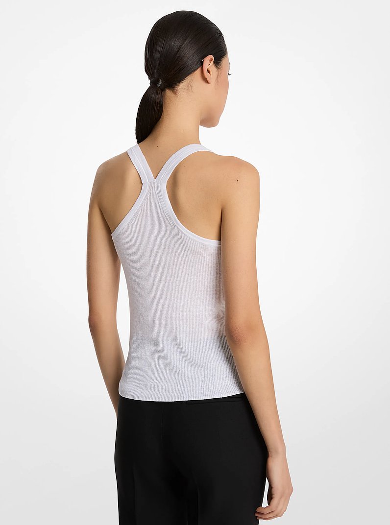 Camisole en m&eacute;lange de lin et de coton superfin c&ocirc;tel&eacute;