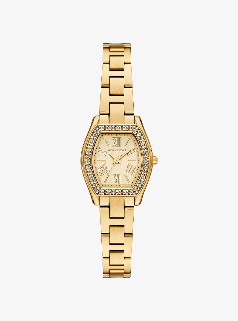 Petite Chelsea Pav&eacute; Gold-Tone Watch in GOLD | Michael Kors