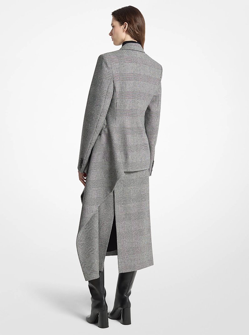 Glen Plaid Wool Cashmere Flannel Blazer in BLACK/VANILLA | Michael Kors