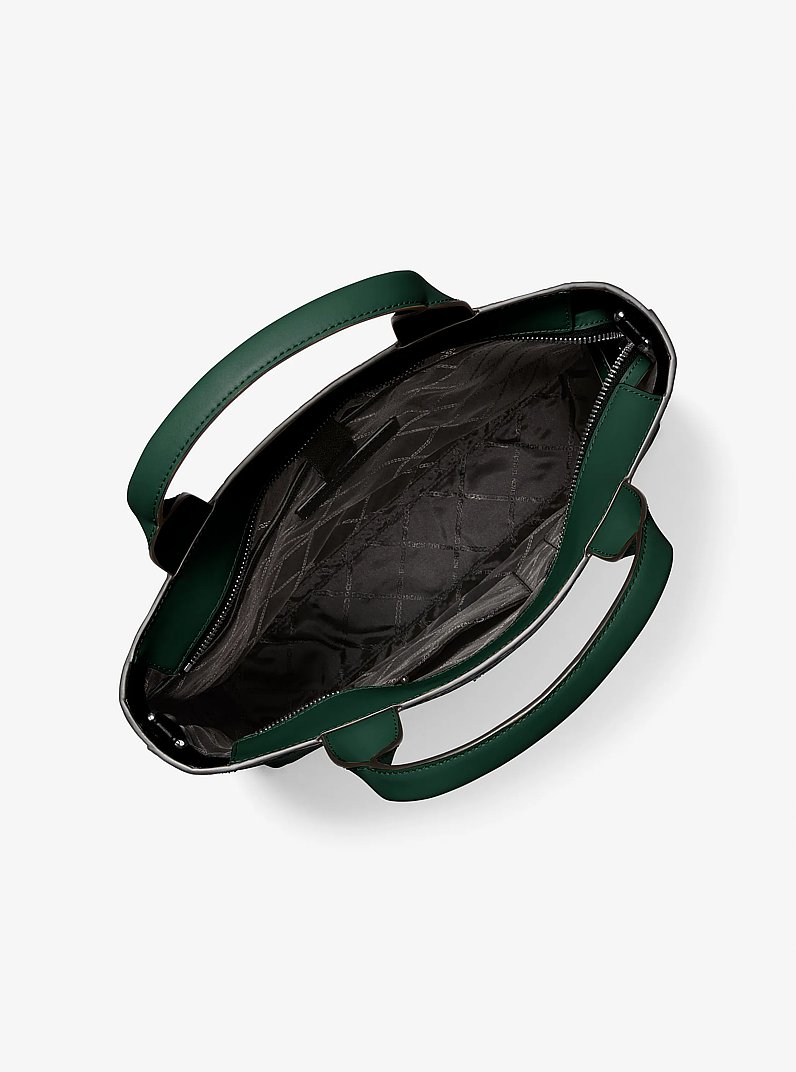 Hudson Crocodile Embossed Leather Tote Bag in FOREST GREEN | Michael Kors
