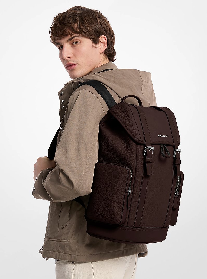 Hudson Pebbled Leather Backpack in CHOCOLATE | Michael Kors