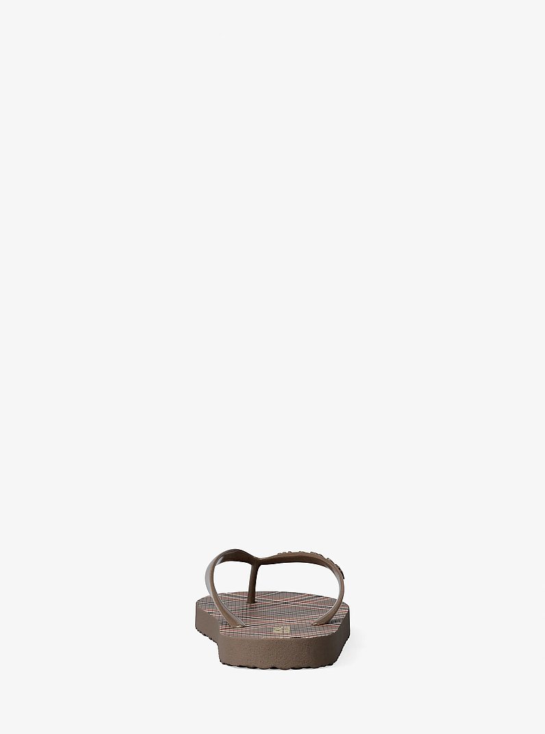 Plaid Print Flip Flop in MUSHROOM | Michael Kors