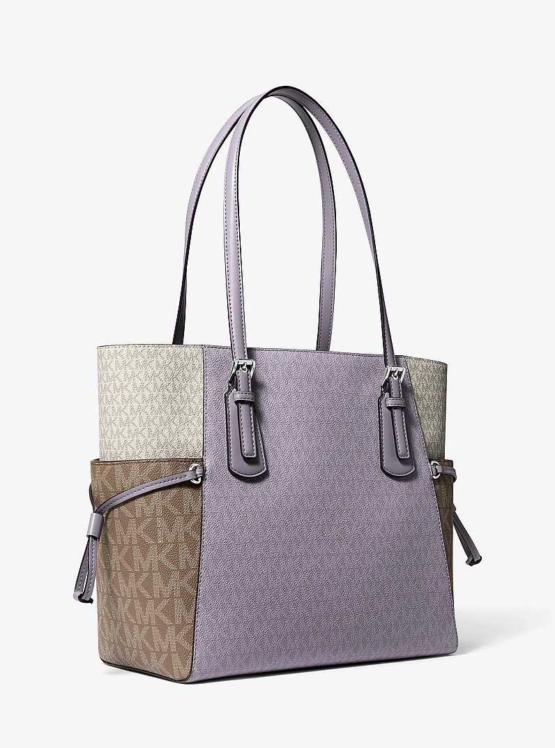 Voyager Large Color-Block Signature Logo Tote Bag in LILAC | Michael Kors