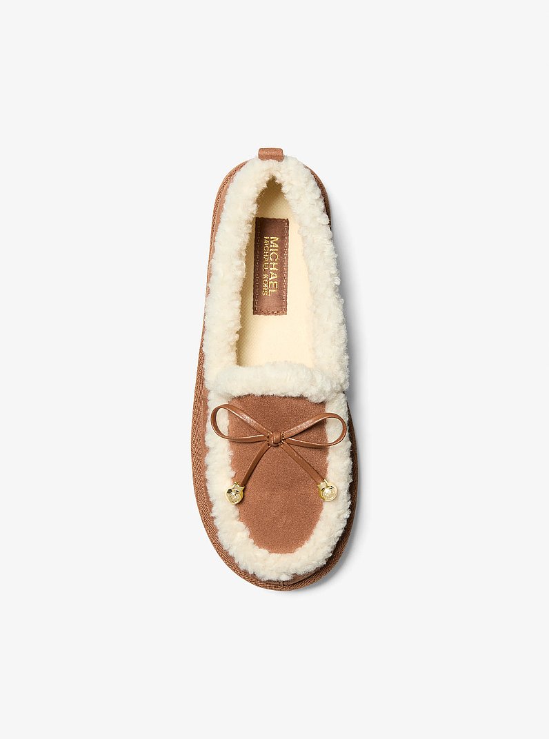 Jo Polyester Microsuede and Sherpa Moccasin  in LUGGAGE | Michael Kors