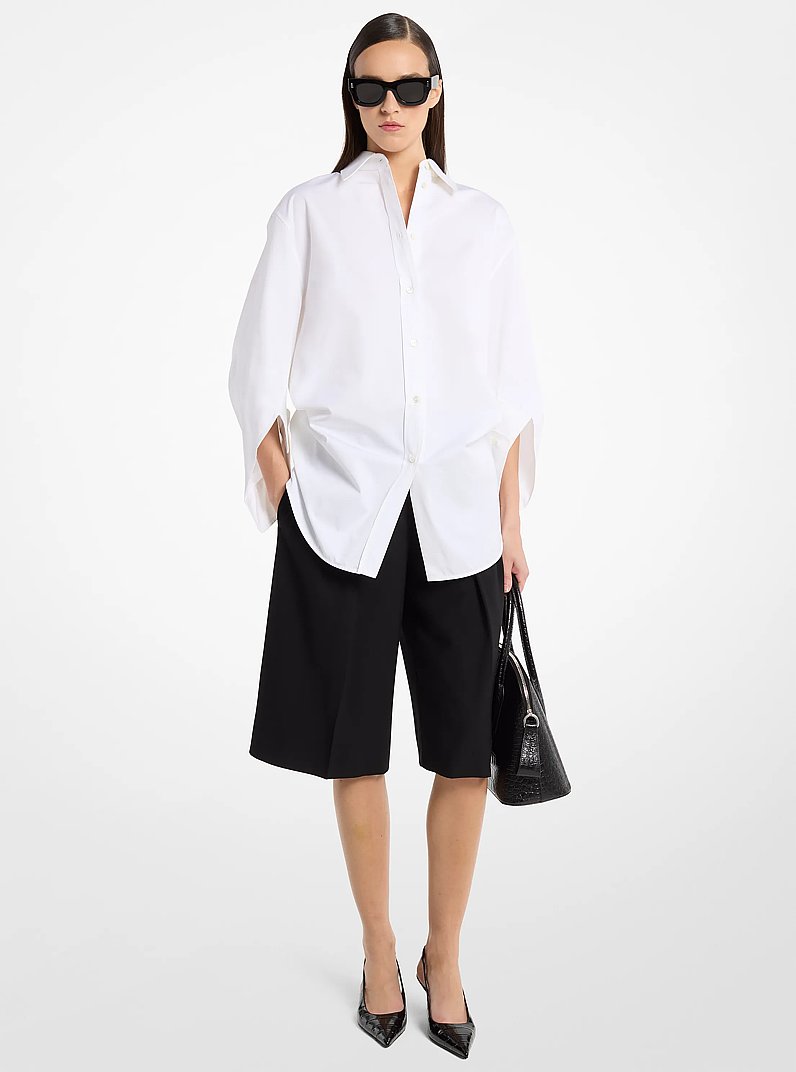 Keegan Cotton Poplin Shirt in OPTIC WHITE | Michael Kors