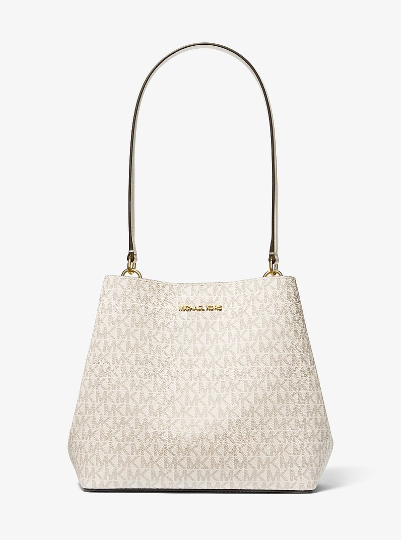 Pratt Medium Signature Logo Shoulder Bag in LT CRM MULTI | Michael Kors