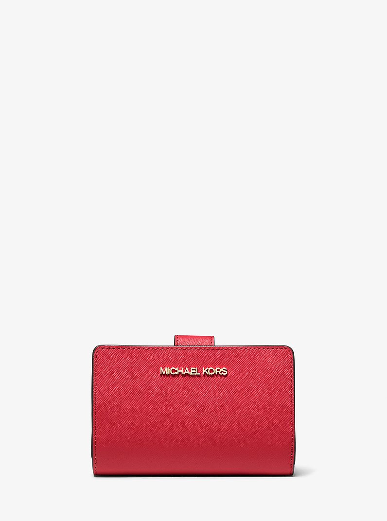 Cartera mediana de piel de grano cruzado in ROJO BRILLANTE | Michael Kors