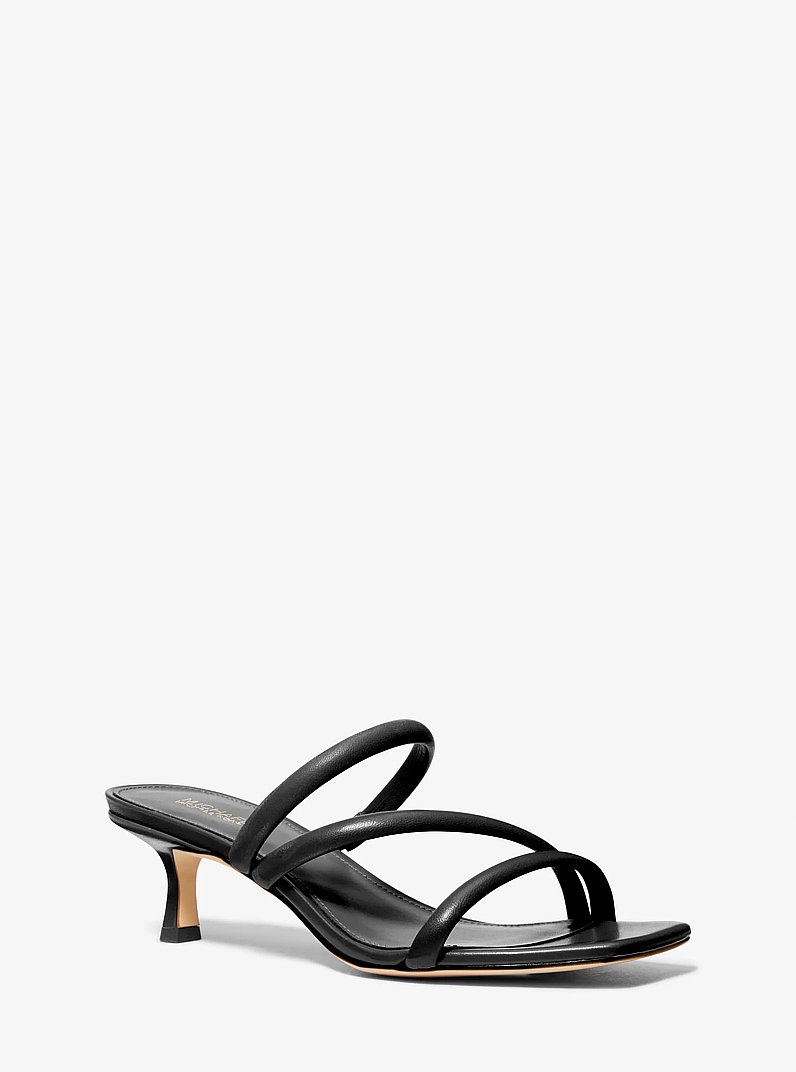 Celia Leather Kitten Sandal in BLACK | Michael Kors