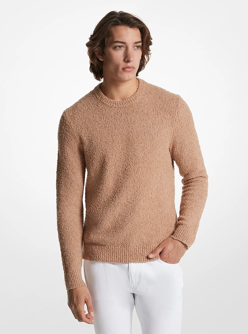 Organic Cotton Boucl&eacute; Sweater in BUFF MELANGE | Michael Kors