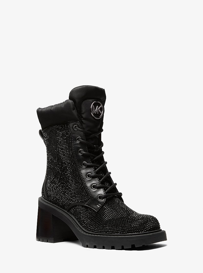 Cade Embellished Combat Boot in BLACK | Michael Kors