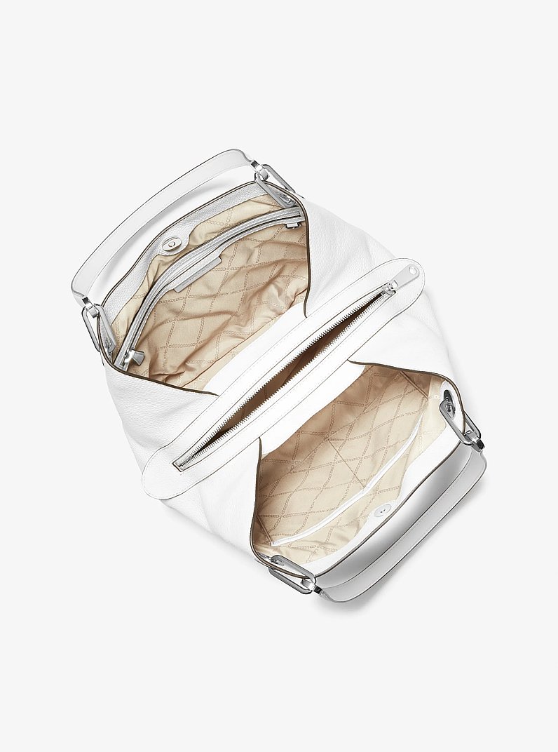 Raven Large Leather Shoulder Bag in OPTIC WHITE | Michael Kors