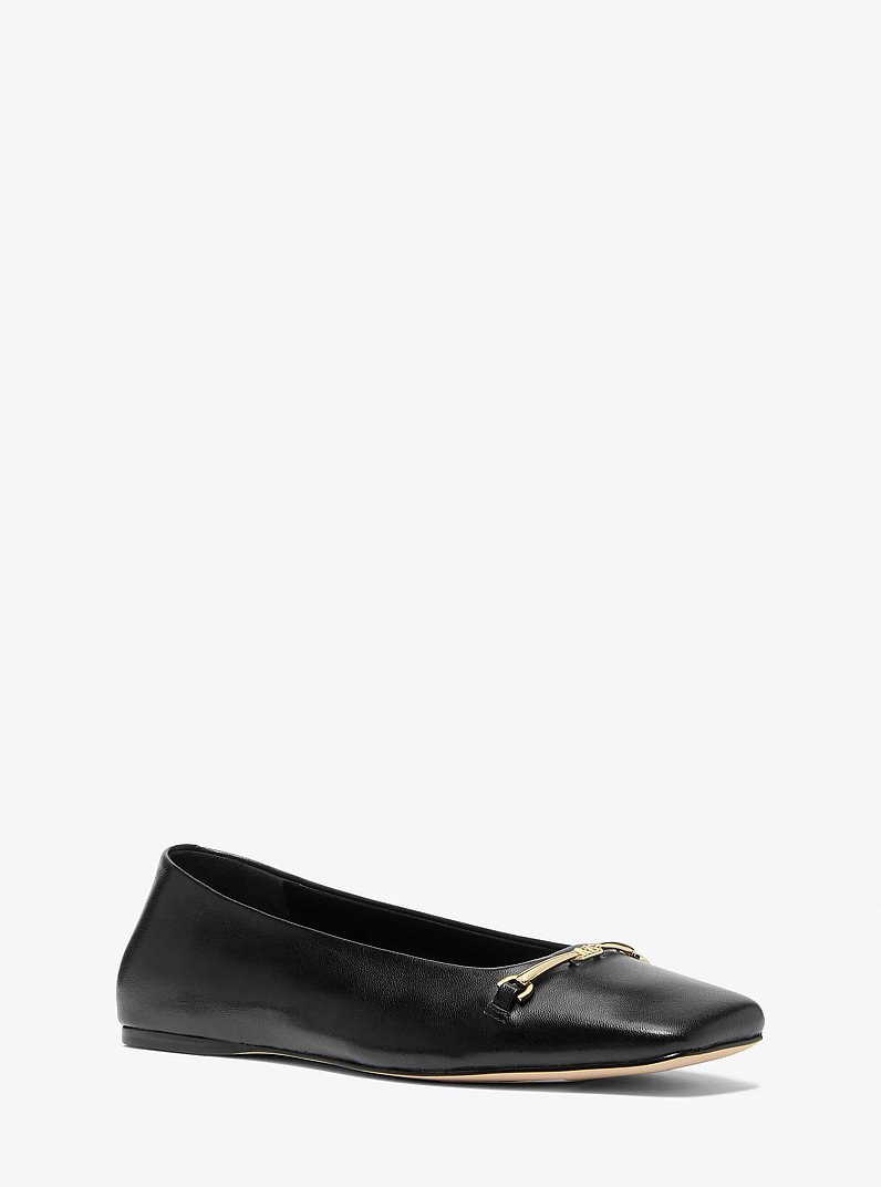 Lena Leather Ballet Flat in BLACK | Michael Kors